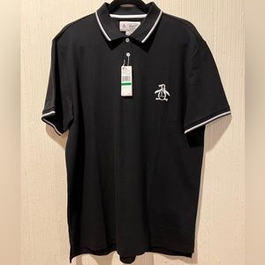 Original Penguin Jersey Black short sleeve  Polo Medium and Large 100 % cotton